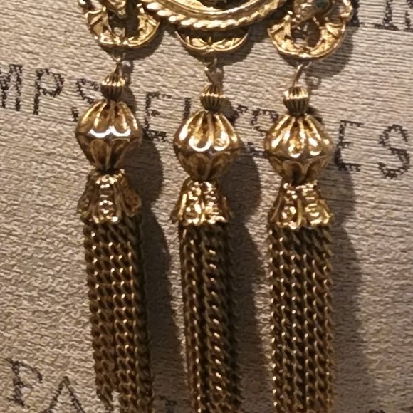 RARE Pauline Rader Coin & Tassels Statement Necklace Vintage Goldtone EUC - Picture 5 of 5